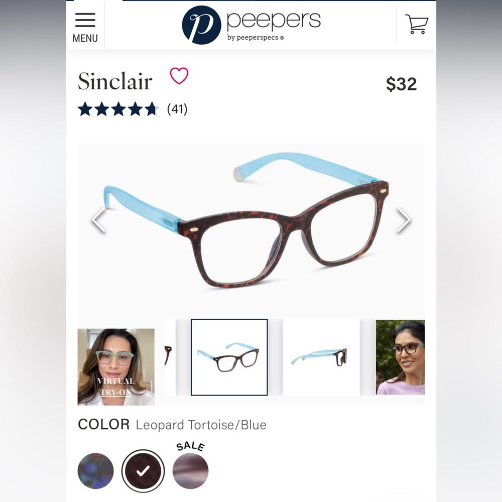 Peepers Sinclair Blue Light Tortoise and Blue Color reading glasses 1.5 strength - Picture 8 of 14